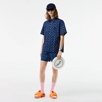 Koszula męska Lacoste z krótkim rękawem wzorzysta granatowa r. XL/XXL