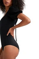 Body damski Desigual Yass eleganckie czarne gofrowane