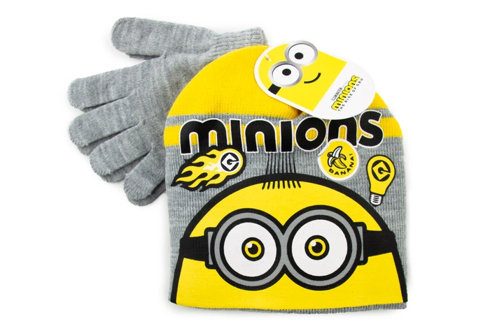 Komplet czapka i rękawiczki Minions The Rise of Gru zimowy szary dla chłopca r. 52