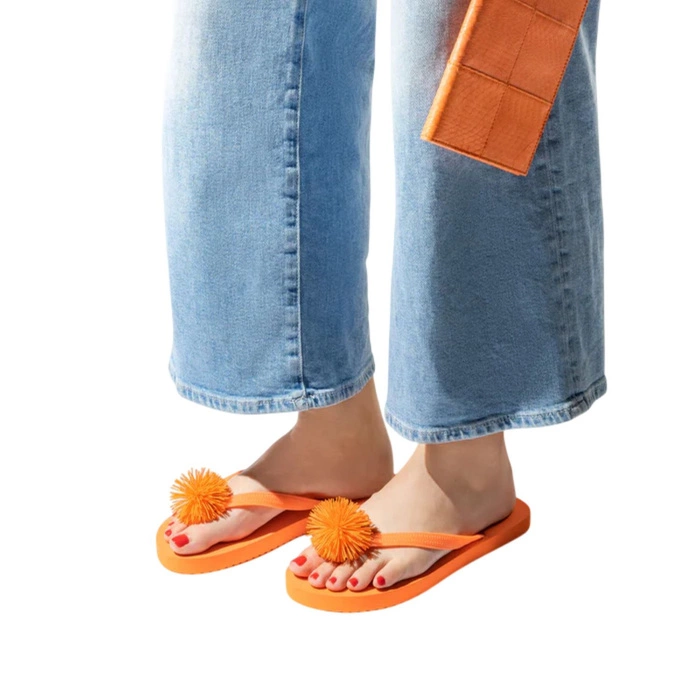 Klapki damskie Flip Flop Originals Fluffy japonki pomarańczowe