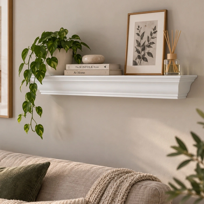Półka ścienna Ellos Home dekoracyjna biała z płyty MDF 76 cm