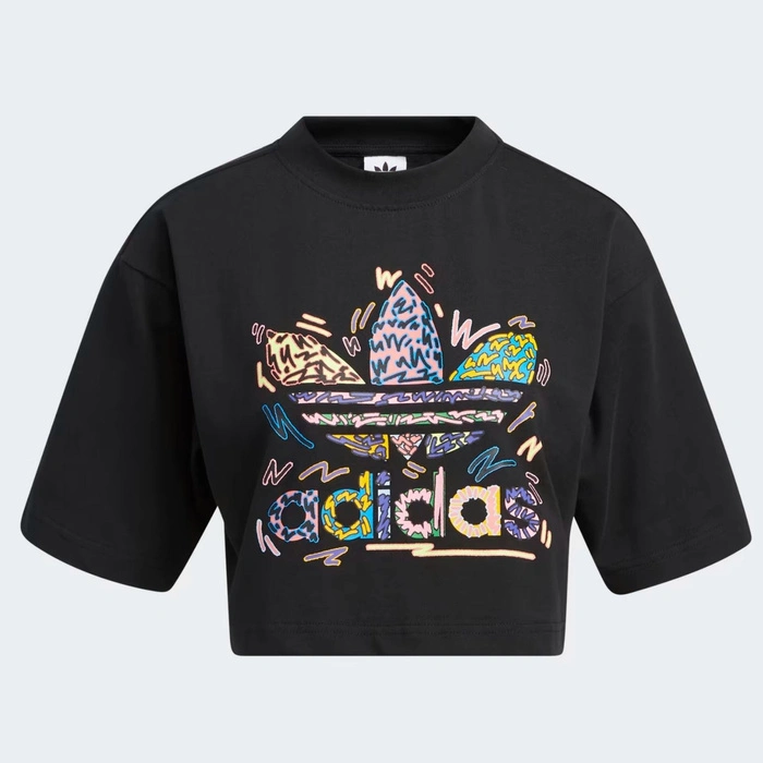 Koszulka damska Adidas Love Unites czarny crop top z logo