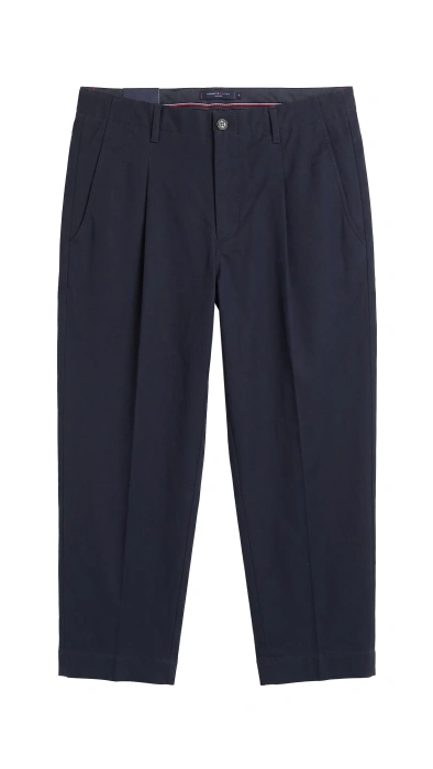 Spodnie męskie Tommy Hilfiger Flex Solid Tapered eleganckie granatowe r. M
