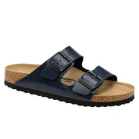 Klapki damskie Birkenstock Arizona BS birko-flor ze skórzaną wkładką granatowe r. 40