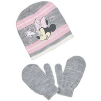 Komplet czapka rękawiczki Disney Myszka Minnie zimowa szary dla dziewczynki r. 50