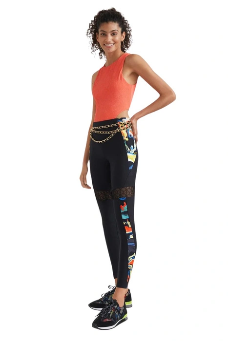 Legginsy damskie Desigual Calix czarne wysoki stan fitness