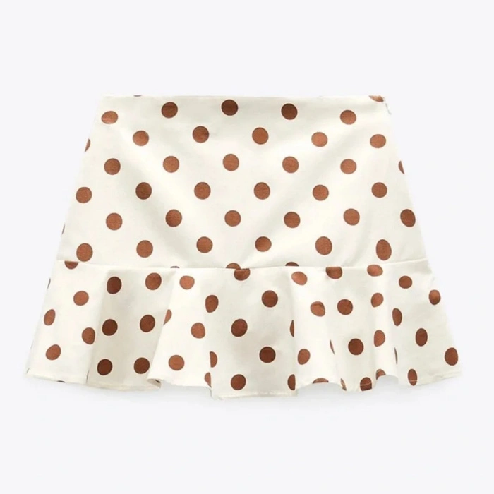 Spódnica spodenki damskie Zara mini kremowa w grochy r. XS