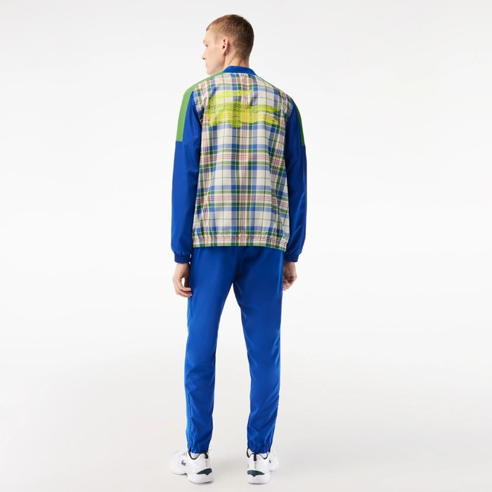 Kompletny męski dres Lacoste Sport spodnie + kurtka niebieski r. XS