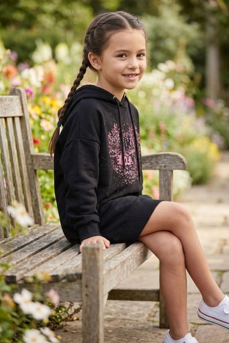 Bluza dziewczęca Desigual Ariza czarna z kapturem r. 98