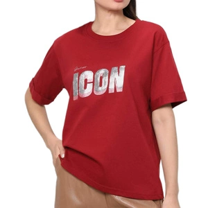 Koszulka damska Guess Iconic t-shirt luźny bordowy