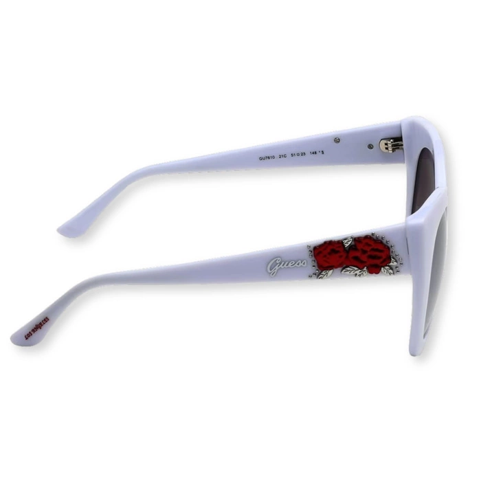 Okulary damskie Guess GU7610 przeciwsłoneczne białe z różą