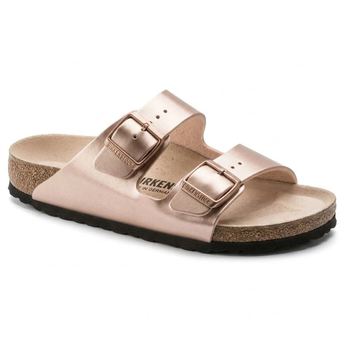 Klapki damskie Birkenstock Arizona BS narrow birko-flor różowo-złote r. 40