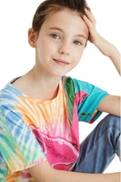 Koszulka dziewczęca Desigual Estocolmo Tie-Dye kwiat orchidea r. 104