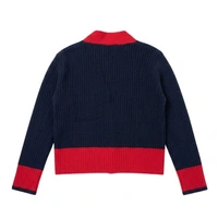 Sweter damski Rodier granatowy z wełną merino krótki luźny r. M