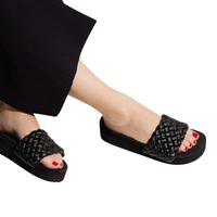 Klapki damskie Flip Flop Pool Hi Weave czarne lekkie plecione