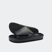 Klapki damskie Flip Flop Slide Velcro czarne lekkie imitacja skóry