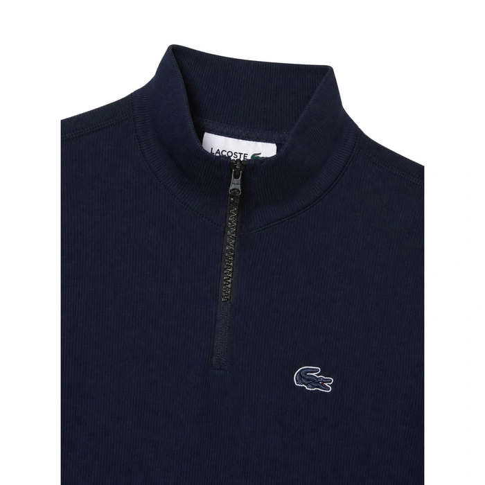 Koszulka damska Lacoste Contrast Bands Zip Neck Polo granatowa r. S
