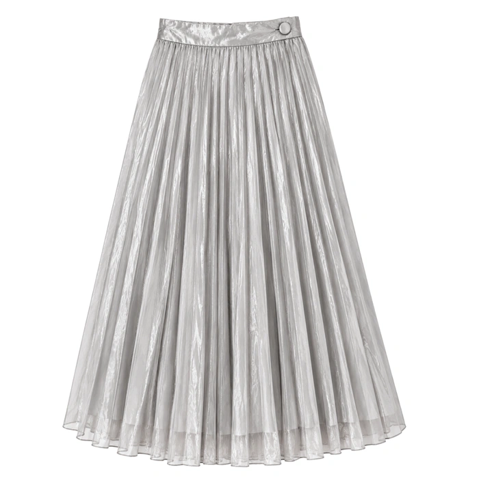 Spódnica damska H&M plisowana rozkloszowana elegancka srebrna r. XXL