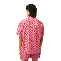 Koszula męska Lacoste Relaxed Fit z krótkim rękawem bróżowa r. XL