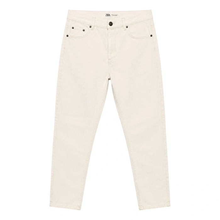 Spodnie damskie Zara Mom Fit jeansy klasyczne kremowe r. 38