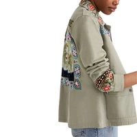 Katana damska Desigual Henderson Amore z naszywkami haftami khaki r. XS