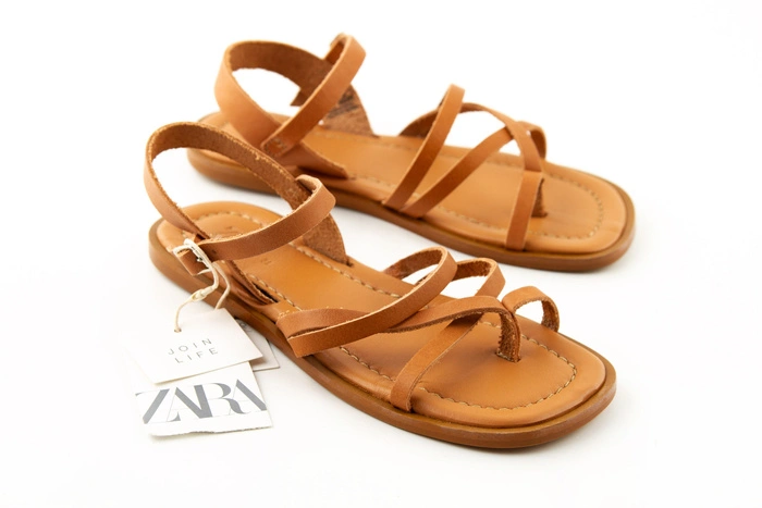 Sandały dziewczęce ZARA Kids skórzane brązowe wygodne