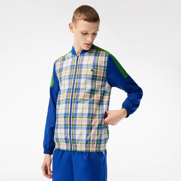 Kompletny męski dres Lacoste Sport spodnie + kurtka niebieski r. XS