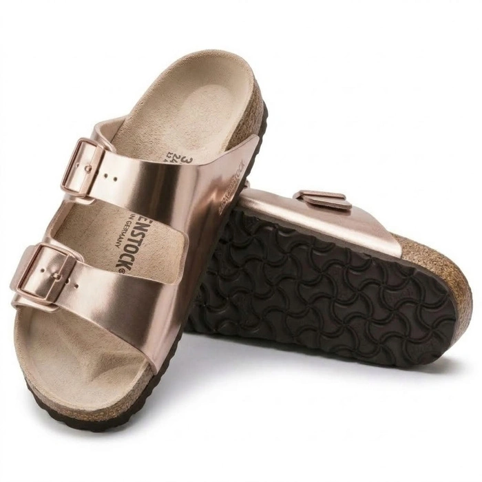 Klapki damskie Birkenstock Arizona BS narrow birko-flor różowo-złote r. 40