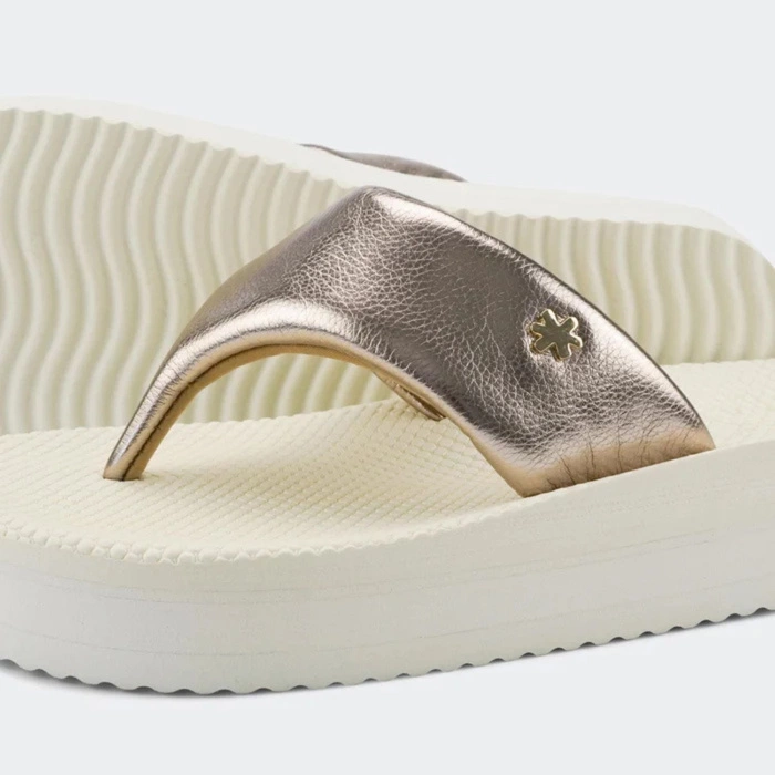 Klapki damskie Flip Flop Comfy Paddy japonki metaliczne na platformie