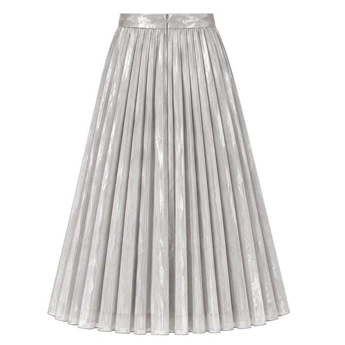 Spódnica damska H&M plisowana rozkloszowana elegancka srebrna r. XXL