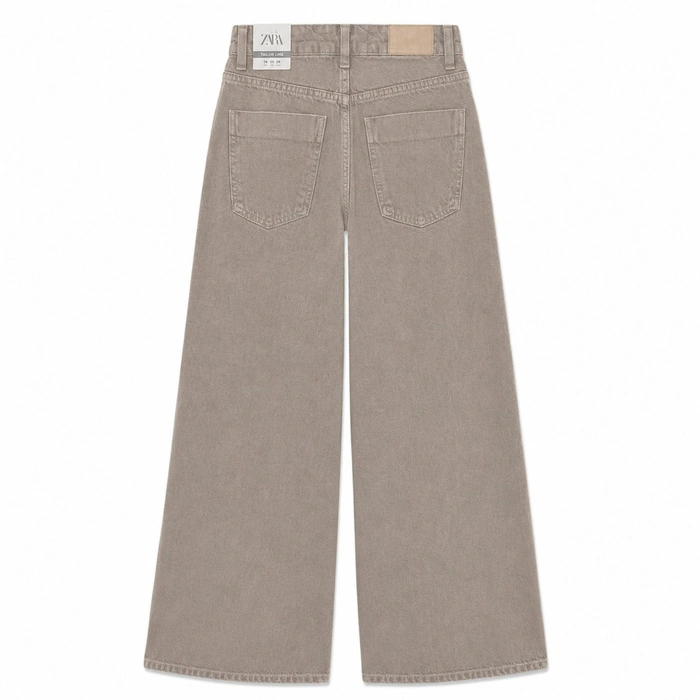 Spodnie damskie Zara Crossover jeansy szerokie beżowe r. 34