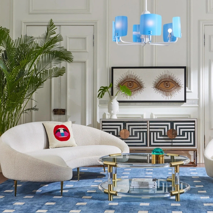 Poduszka dekoracyjna Jonathan Adler Lips Full z haftem 45x45 cm