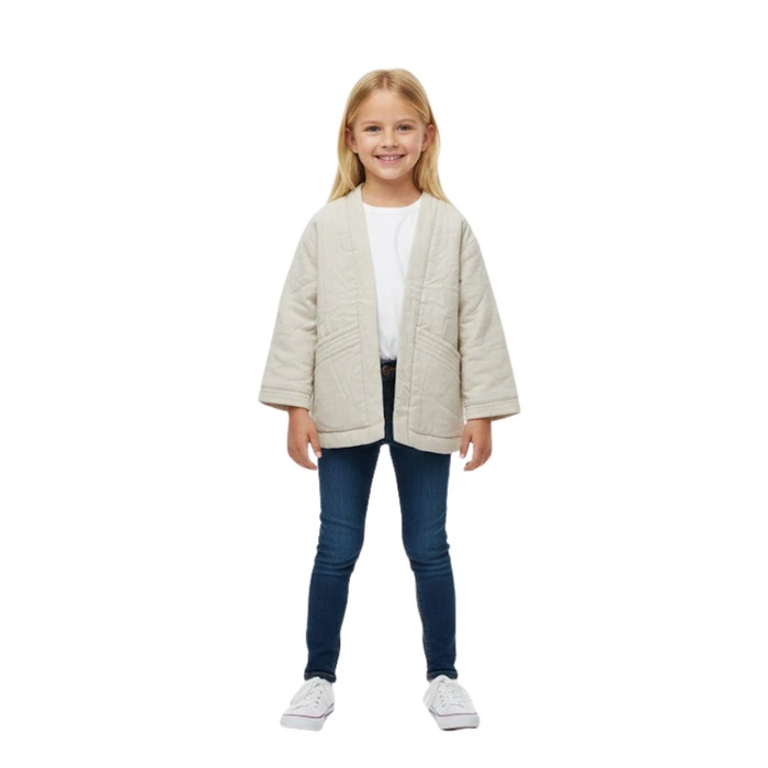 Kurtka dziewczęca Zara lniana kimono beżowa r. 122