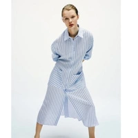 Sukienka damska Zara midi koszulowa oversize niebieska