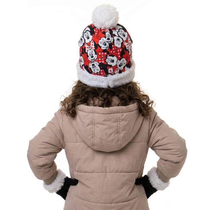 Komplet czapka rękawiczki Disney Myszka Minnie dla dziewczynki czerwony r. 52
