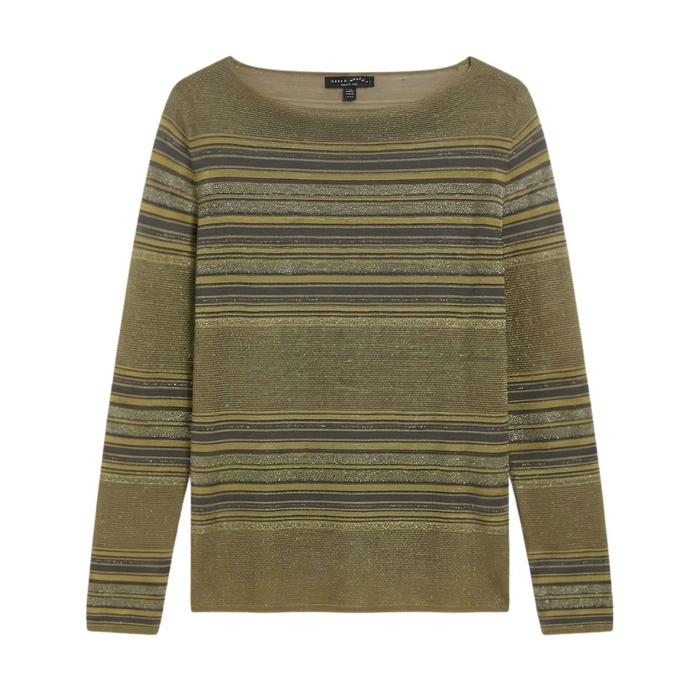 Sweter damski Sarah Pacini zielony w paski len