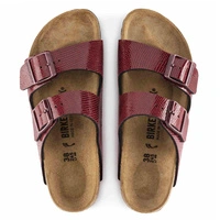 Klapki damskie Birkenstock Arizona BS regular birko-flor bordowe r. 39