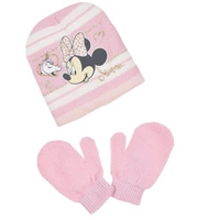 Komplet czapka rękawiczki Disney Myszka Minnie zimowa jasno różowy dla dziewczynki  r. 50