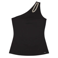 Top damski Guess asymetryczny z zamkiem czarny