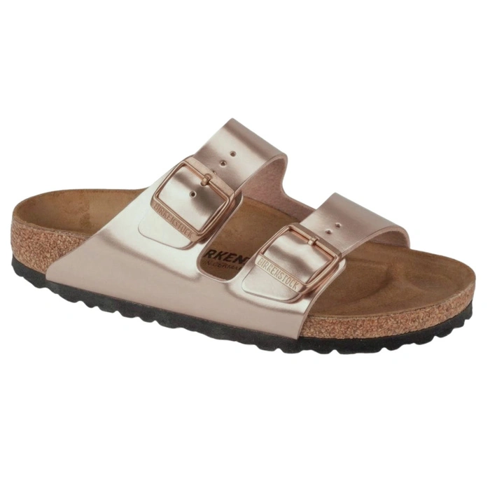 Klapki damskie Birkenstock Arizona BS narrow birko-flor różowo-złote r. 37