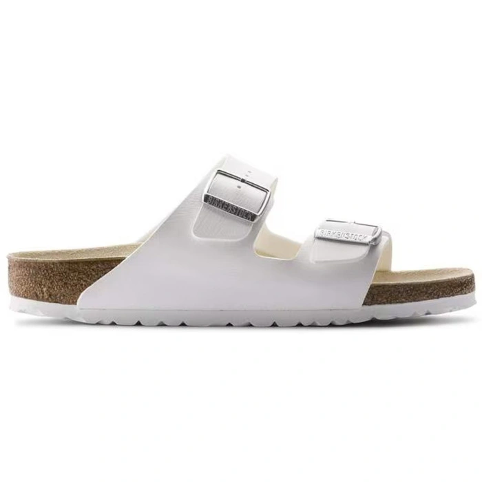 Klapki męskie Birkenstock Arizona skórzane Birko-flor regular białe r. 47