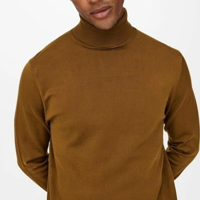 Sweter męski Only & Son Wyler Life golf z wiskozy brązowy r. XL