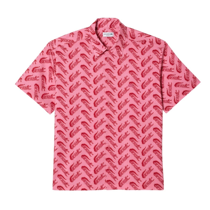 Koszula męska Lacoste Relaxed Fit z krótkim rękawem bróżowa r. XL