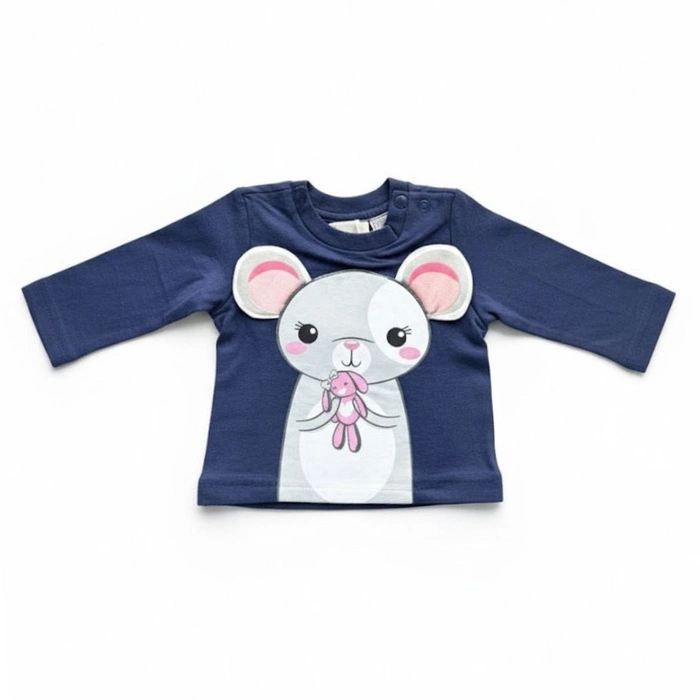 Bluzka niemowlęca Chicco bawełniana granatowa z printem 3D r. 52