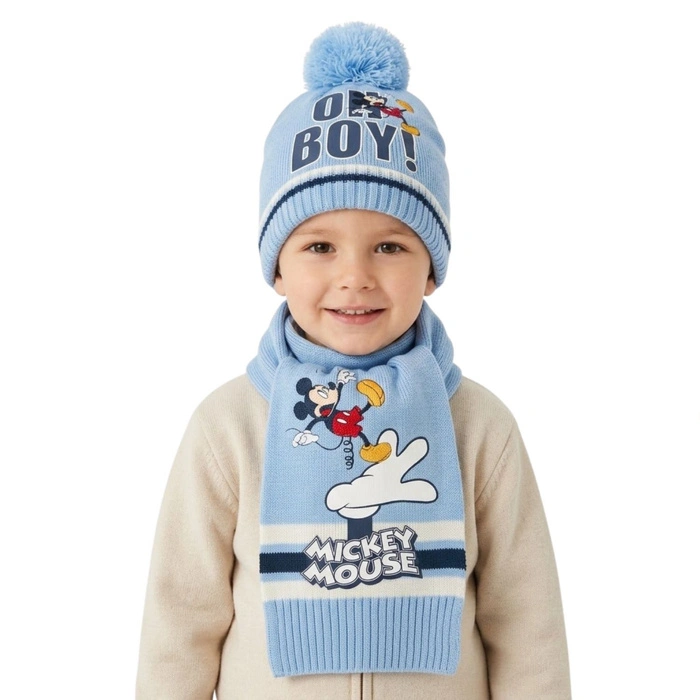 Komplet czapka szalik Disney Myszka Mickey zimowa jesienna dziecięcy r. 50