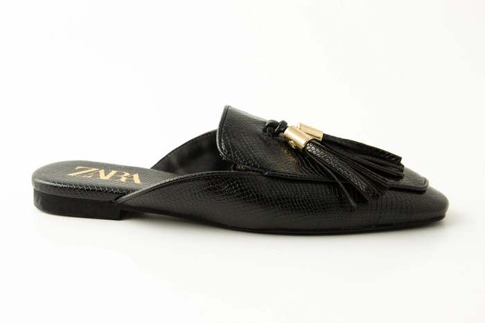 Buty damskie ZARA czarne z frędzlami eleganckie