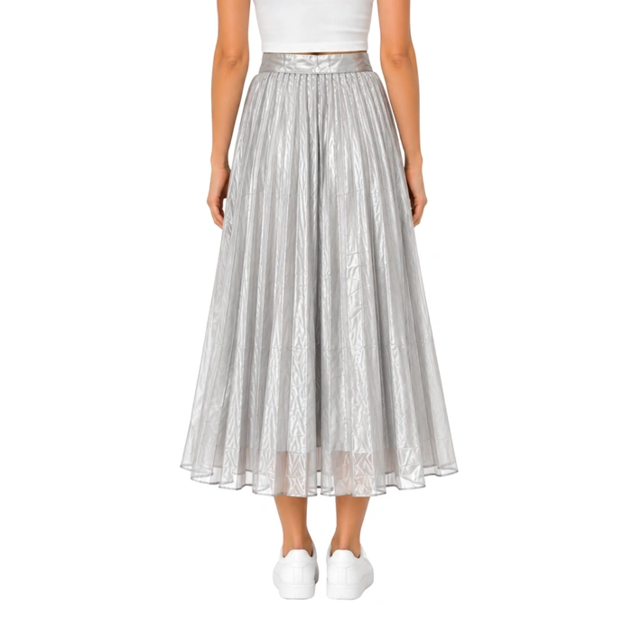 Spódnica damska H&M plisowana rozkloszowana elegancka srebrna r. XXL