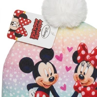 Czapka dla dziewczynki Disney Myszka Minnie zimowa z białym futerkiem