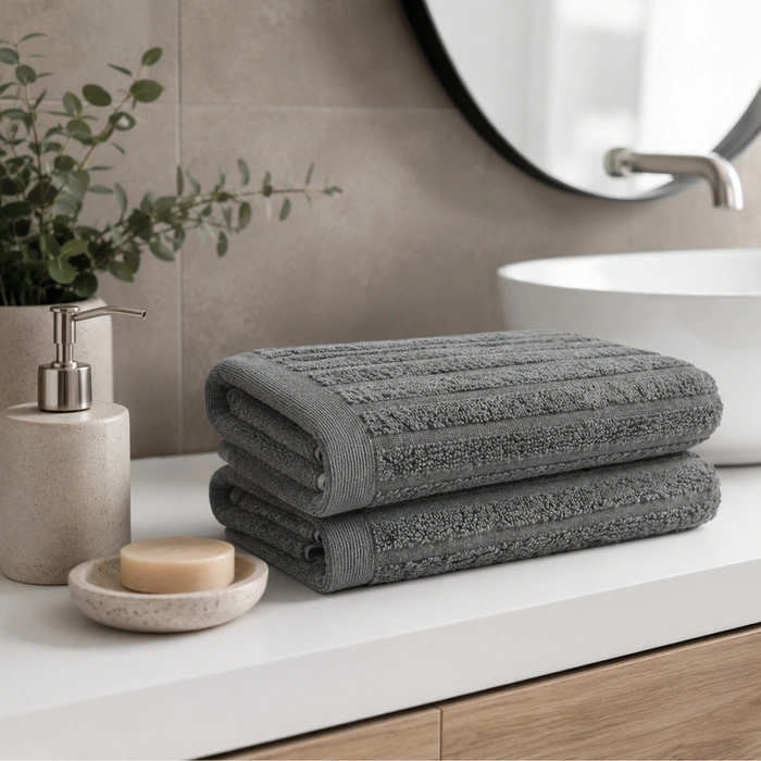 Zestaw ręczników Westwing Audrina szare bawełna 550 g/m² 2 sztuki 30x50