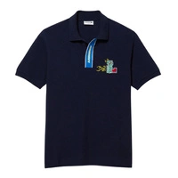 Koszulka polo męska Lacoste z kontrastowym zapieciem granatowa r. L
